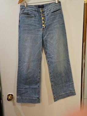 Ramy Brook Wide Leg Crop Jeans with Gold Buttons